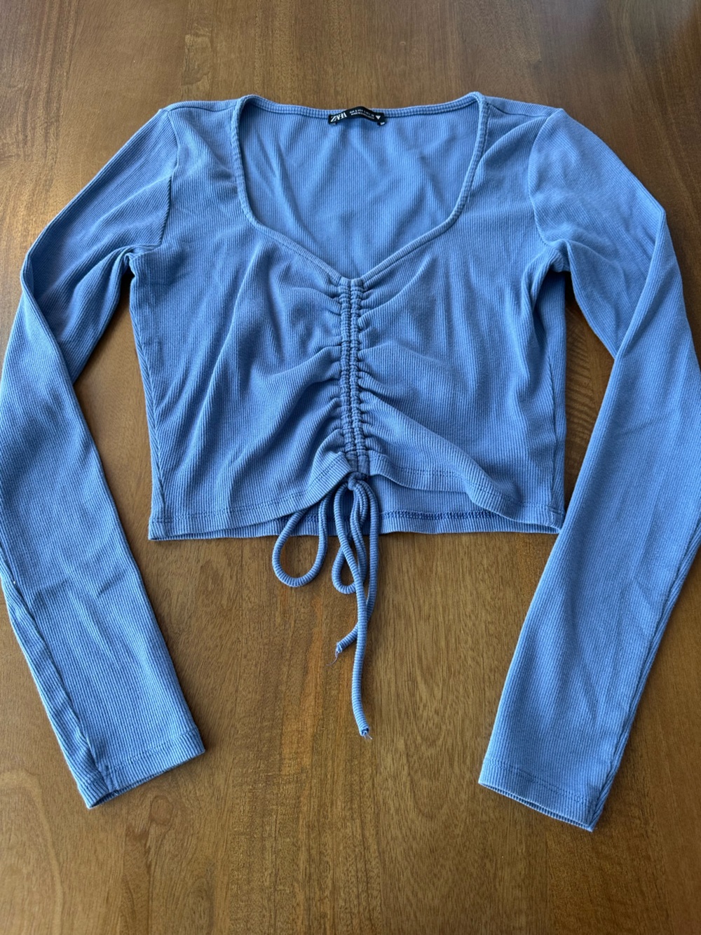 Adjustable Ruched Blue Long Sleeve - Zara